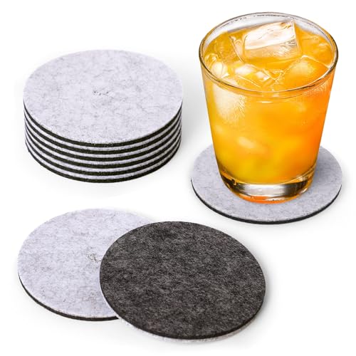 A&A Wonders Premium Felt Coasters for Drink, Two-Tone Reversible, Absorbent Felt Protects Furniture, Table, Anti Slip, Suitable for Drinks & All Table Types (Light Gray/Dark Gray, Circle 6 Pack) - color: Light Gray/Dark Gray, size: Circle 6 Pack