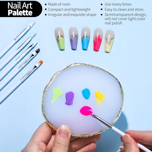 FANDAMEI Nail Art Kit With Nail Stand, Nail Art Tools, Nail Design Tools, Nail Brush, Nail Holder For Painting Nails, Nail Art Brushes, Nail Dotting Tool, Nail Tools For Nail Art, White - color: White