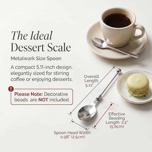 Veemoon Beadable Spoons, 5pcs Stainless Steel Dessert Spoon Stirring Dessert Ice Cream Spoons Teaspoon Powder Sugar Spoons Kitchen Utensils for DIY Craft Project Afternoon Tea Party Favors