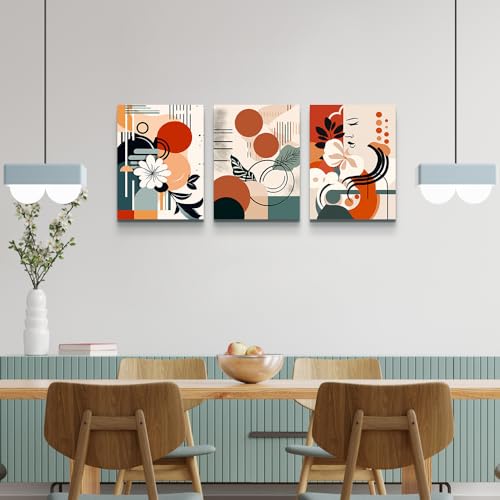 MHARTK66 Canvas Wall Art For Bedroom & Living Room - Boho & Vintage Flowers Wall Painting - Abstract Art - Ready To Hang - Framed Wall Pictures - 3 Panels - color: Abstract Flower Painting, size: 12x16inches*3pcs