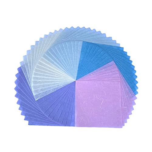 Natural Fiber Mulberry Paper Sheets 6 x 6 Inches, 50 PCS Handmade Craft Paper for Origami, Scrapbooking, Card Making, DIY Decoration, Mixed Media Art (Pastel Color, 6x6 Inch) - color: Pastel Color, size: 6 x 6 inches