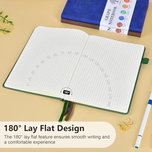Graph Paper Notebook 5.9"×8.5", 160 Pages Grid Notebook, A5 Graphing Paper - color: Green, size: Grid Page