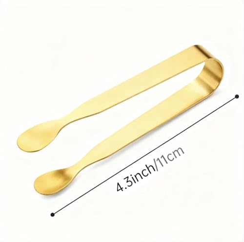 6PCS Golden Ice Tongs Mini Sugar Tongs, Stainless Steel Tiny Kitchen Tongs - size: 6 pieces, Golden