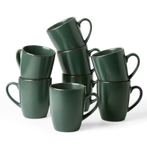 famiware Venus Coffee Mugs Set of 8, 13 oz Ceramic Stoneware Mug Cup Set - color: Dark Green, size: 8pcs
