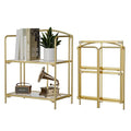 Crofy 2-Tier Foldable Bookshelf, Gold Frame & Transparent Shelves - color: Gold Frame & Transparent Shelf, size: 2 Tier