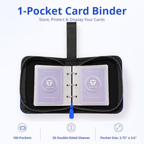 1 Pocket Card Binder with Zipper, 100 Pockets Mini Trading Card Album, Premium PU Leather Single Card Binder, Small Display Folder for TCG & Sports Cards - color: Royal Blue, size: 1-Pocket