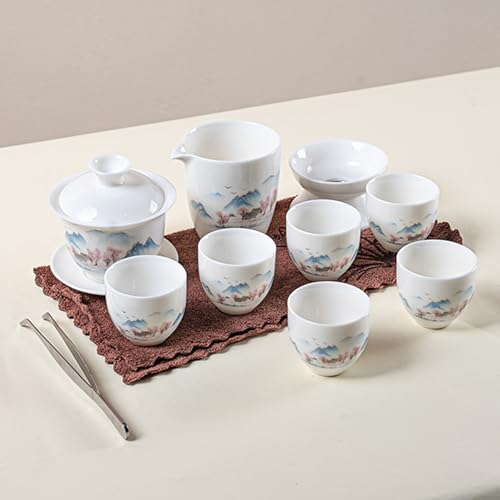 KEYDUACU Gaiwan Tea Set,Chinese Gongfu Tea Set,Portable for Adults,Home - style: Home-Wild Goose