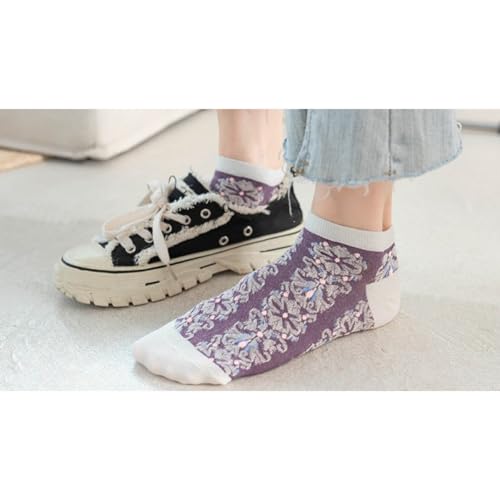 Lavish Lavender Argyle Frill Socks for Women, Dress Socks - color: 4pair-purple-short