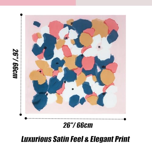 Seawhisper Premium Printed Satin Silk-Like Neck Scarf for Women Square 26" - color: Colorful