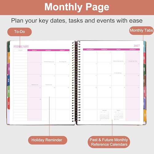 CAGIE 2026-2027 Weekly & Monthly Calendar Planner, Jul 2026-Dec 2027 - color: Pink