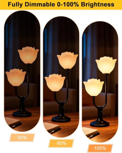 Lightdot Black Flower Table Lamp Dimmable Floral Modern Nightstand Lamp - color: 13-Black-Flower-2U