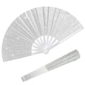 EOSAU 13" Glitter Folding Hand Fans Foldable, Clacking Fans for Women Black - color: 13" Silver 02