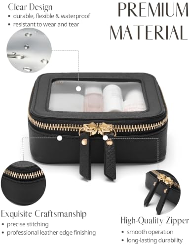 Popvibe Small Clear Makeup Bag for Purse, Travel Cosmetic Case, Black, Mini - color: Black, style: Mini Chic