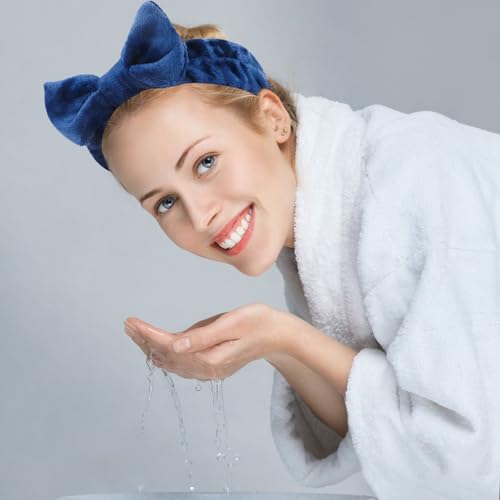 10 Pack Navy Blue Soft Spa Headband for Women Girls - color: Navy Blue