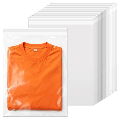 VOKOY 100 Pack 12 x 16 Inch Crystal Clear Sleeves Storage Bags, Self Sealing Cellophane Bag Resealable Page Protectors Artwork Protectors Clear Poly Bags for Clothes Shirts Gift Wrappers Party Favors - size: 12 x16 Inch, style: 100 Pack