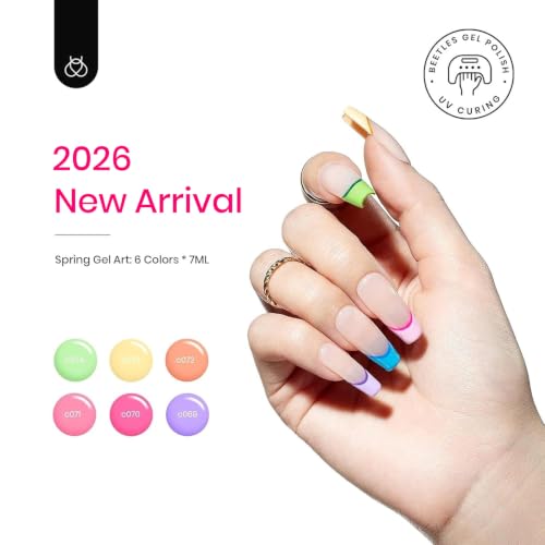 Beetles Pastel Gel Liner Nail Polish Set 6 Colors Art French Line Swirl - color: C - Multicolor-6