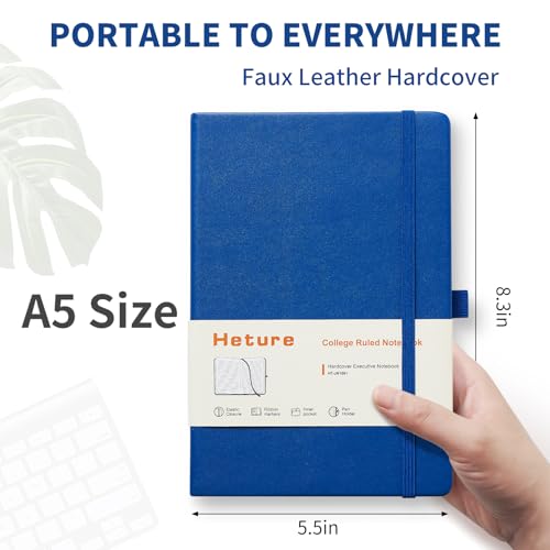 Heture Hardcover Notebooks, A5 Lined Journals Notebook for Writing 160 Pages, 8.2 x 5.5 inch, Blue Colors Classic Ruled Notebooks for College/Work/Travel (Blue, 1 Pack) - color: Blue, size: 1 Pack