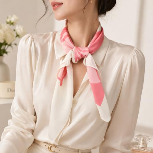 Ymapinc Colorful Western Horse Neck Scarf for Women, Square Silk Wrap, Horse Printed Bandanas Soft Head Scarf for Women - color: Pink Peach Blossoms