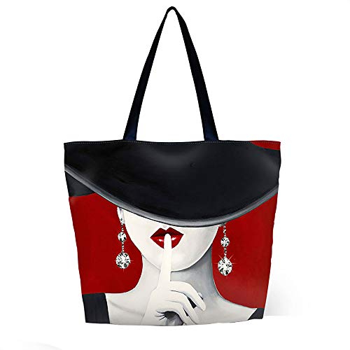 Beach Tote Bags Travel Shopping Bag With Zippered for Women - color: Pretty Lady