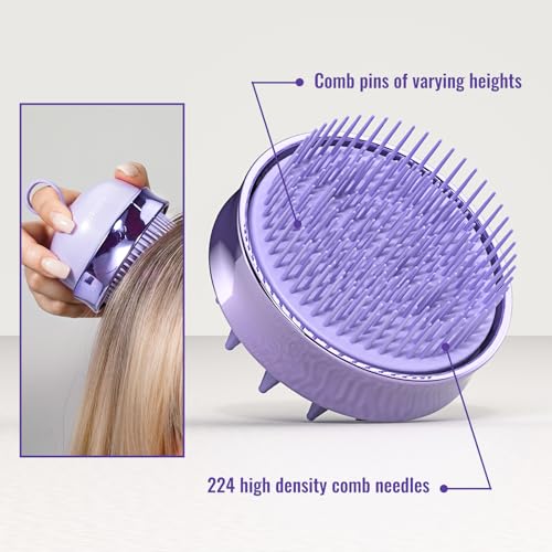 SHINLEA 2 in 1 Scalp Massager Hair Growth,Scalp Scrubber with Soft Silicone Bristles for Dandruff Removal,Shampoo Brush for Exfoliation,Head Massager for Both Wet and Dry Use (Purple) ﻿ - color: Purple