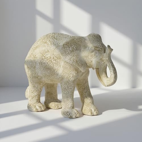 Guichifun Elephant Statue Decor, Cream, 7.25 x 3.25 x 5.75 Inch - color: Cream-elephant