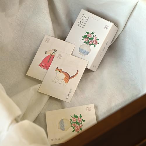 Monolike Day by Day Card, 102 Minhwa Ivory Series. 1 - Mix 48 Mini Single cards, 24 envelopes Package - color: 102 Minhwa Ivory Series. 1