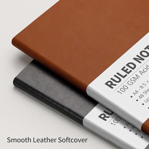 RETTACY Lined Journal Notebook, 96 Numbered Pages, A4 Size (8.5'' x 11'') - color: Black, style: Lined