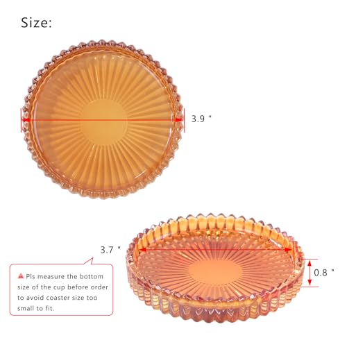Crystal Glass Coaster 6 Pack Round Cup Drinks Coasters,Amber - color: Amber