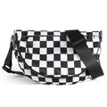 Crescent Bag for Women,Medium Nylon Crescent Bag Single Shoulder Bag - color: Crossbody bag- Black White Checkered