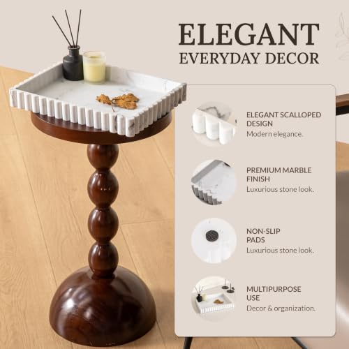 12" White Resin Decorative Tray, Home Decor for Coffee Table - color: White, Gray, and Black