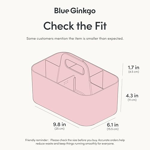 BLUE GINKGO Stackable Organizer Caddy, Rectangle, Pink, Made in Korea - color: PINK, size: Rectangle