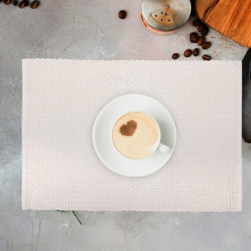 Urban Villa Two Tone Placemat Cotton Tablemat 14x20 (Set of 6) Beige - color: Beige, size: 14" x 20"