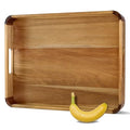 22-in Wooden Serving Tray, Acacia Ottoman Tray, Rounded Corners - size: 22" x 15.8" x 2"