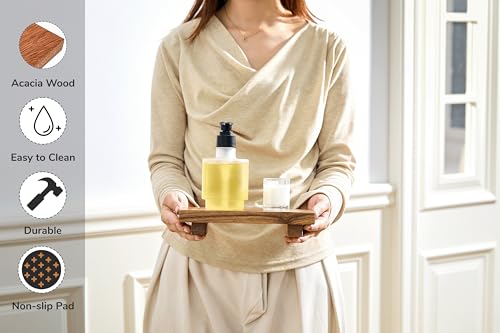 X-Small 8.5" Acacia Wood Riser Pedestal Stand for Kitchen Counter - size: X-Small:8.5"x4.0"