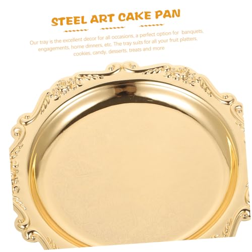 Golden Iron Jewelry Dish Tray for Desserts, Party Entertaining - color: Golden
