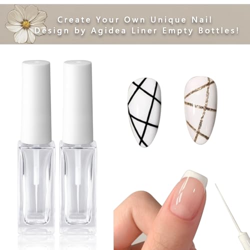 Nail Art Liner Empty Bottles 7ML, 6 Pack Empty Blooming Nail Polish Bottles with Brush & Mixing Balls & Funnels for Nail Decoration DIY Art (Not for Gel) (WHITE) - color: WHITE
