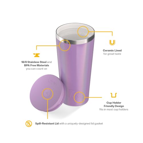 RTIC 20oz Everyday Tumbler, Insulated, Ceramic Lined, Lavender Glitter - color: Lavender Glitter, size: 20 Ounces