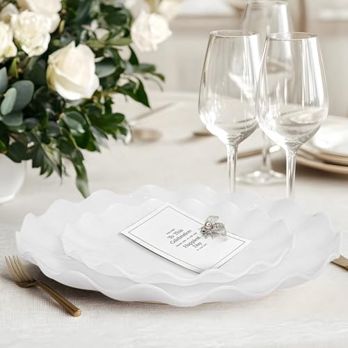 LIYH 24 Pcs White Plastic Plates Reusable - Unbreakable Party Plates, Microwave & Dishwasher Safe Camping Plate Sets Perfect for Parties, Birthday, Picnics, BPA Free (12Guests) - color: White, size: 24(12 Guests)