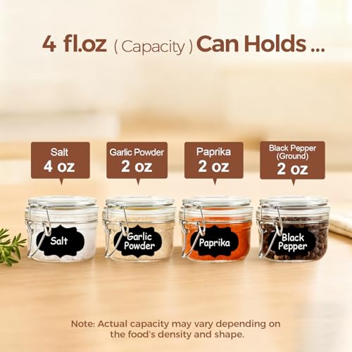 ComSaf Small Mason Glass Jars with Airtight Lids 4 oz 6 Pack Pantry - size: 4 fl oz x 6