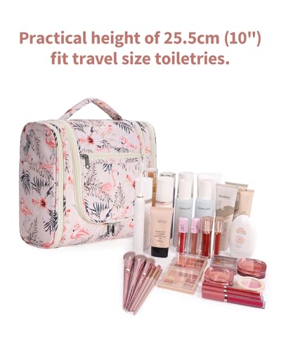 Narwey Large Hanging Travel Toiletry Bag for Women, Makeup Cosmetic Bag - color: B-Beige Bird, size: Large