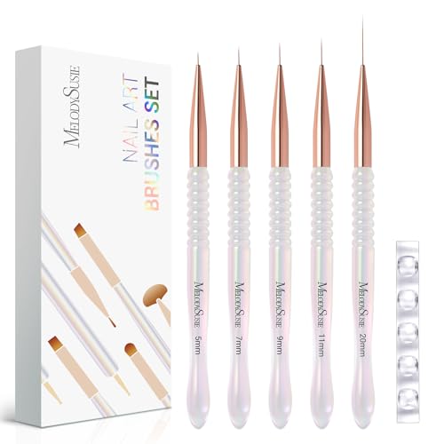 MelodySusie 5Pcs Nail Art Liner Brushes with Nail Brush Holder - color: Ombré-transparent