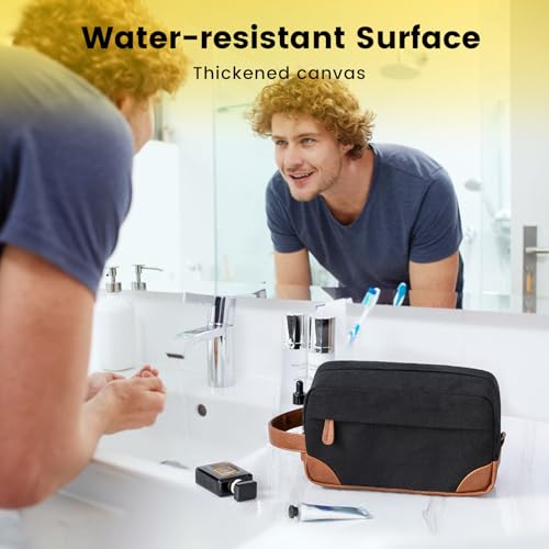 Vorspack Canvas Travel Toiletry Bag for Men, Medium, Black - color: Black, size: Medium