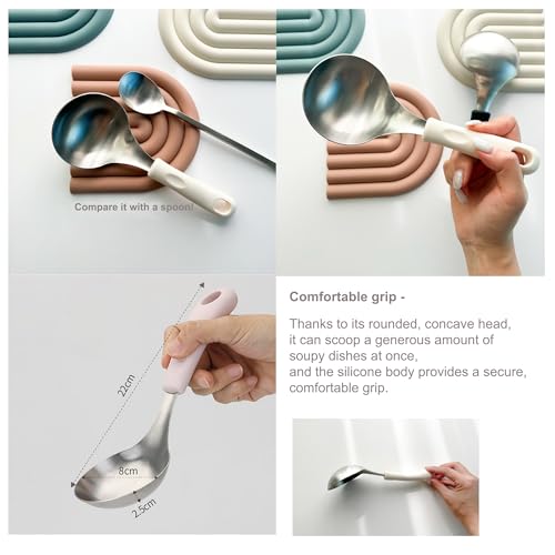 Korean Serving Spoon Stainless Steel Ladle 먹방 스푼 미니 국자 - color: Pink