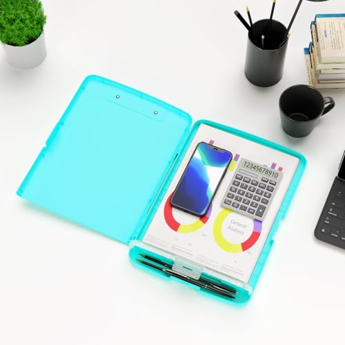 Hongri Clipboard with Storage with Pencil Case, 8.5 x 11 Storage Clip Board - color: Light Green
