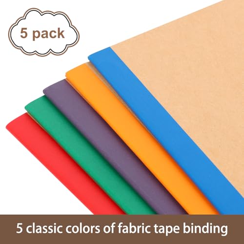 EOOUT 5 Pack A5 Composition Notebook, Kraft Lined Journal Bulk with Rainbow Spine, 5 Colors, 60 Pages for Women Girls Kids, School Office Supplies - color: Rainbow, style: Lined-5pack