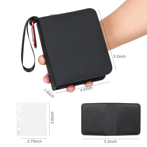 GEAoffice Small 1 Pocket Mini Trading Card Binder Holds 80 Cards, Black - color: Black-Dia