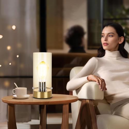 Table Lamp for Bedroom Living Room, Bedside Modern Nightstand Lamp - color: Gold-Clear
