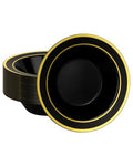 BESTSTAR 50 Pack Black Disposable Bowls with Gold Rim - color: Black, size: 50 pack