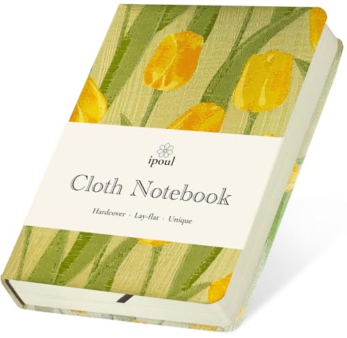 Pocket Notebook, A6, 4x6, Small Embroidered Journal, Cute Notebook, Lay Flat, Hardcover, Lined Notebook & Sketchbook, Note Taking Notebook, Beautiful Journal for Women, Tulip Flower - color: A6-Cute Tulip