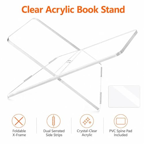 Acrylic Book Holder Stand Small Size, 8mm Thick Clear X-Shaped Book Display Stand for Cookbook, Bible, A4 Paper and Magazine, 2-Piece Detachable Acrylic Reading Stand, 11.9 x 8 in - size: Small